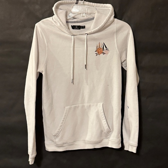 Vintage Volcom Skate Surf Floral White Hoodie Women Long Sleeve Sweater XS - Picture 2 of 11